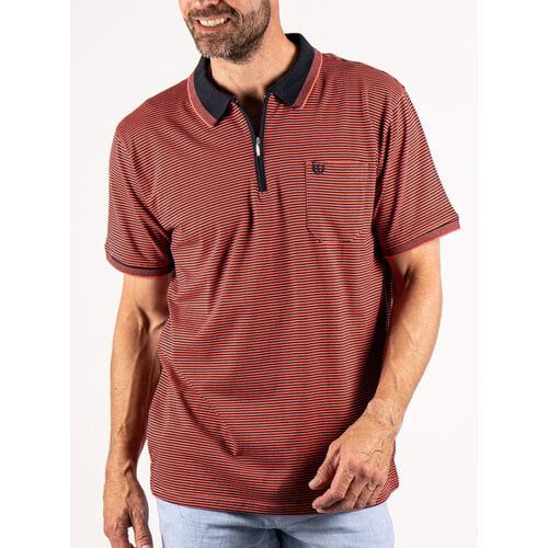 Pre End Heren poloshirt - rits- regular fit - koraalrood