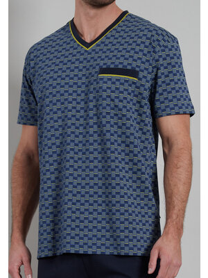Götzburg Heren shortama katoen - graphic blauw