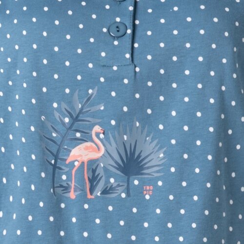 Cocodream Dames pyjama met 3/4 broek - blauw gestipt