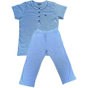 Cocodream Dames pyjama met 3/4 broek - blauw gestreept
