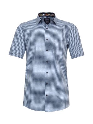 Redmond Heren overhemd korte mouw - blauw multiprint
