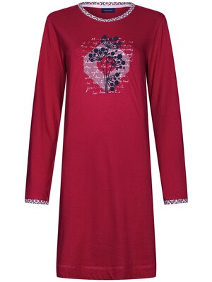 Pastunette Dames nachthemd lange mouw bio katoen - rood