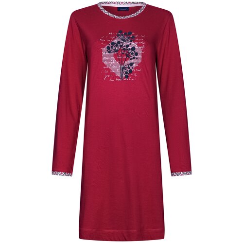 Pastunette Dames nachthemd lange mouw bio katoen - rood