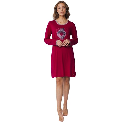 Pastunette Dames nachthemd lange mouw bio katoen - rood