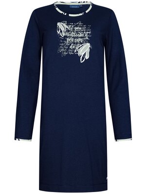 Pastunette Dames nachthemd lange mouw katoen - donkerblauw