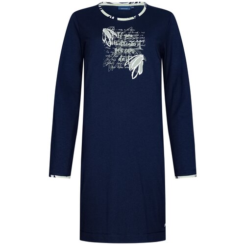 Pastunette Dames nachthemd lange mouw katoen - donkerblauw
