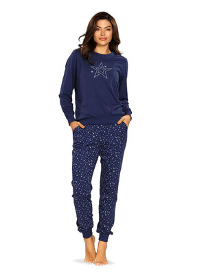 Comtessa Dames pyjama katoen - donkerblauw sterren