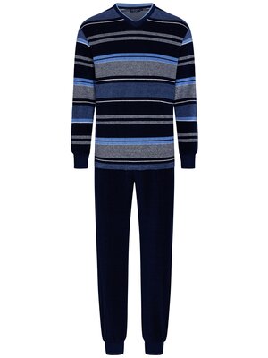 Pastunette Badstof heren pyjama - blauw gestreept