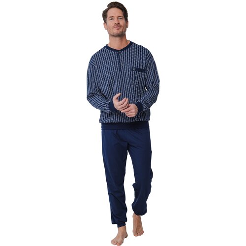 Robson Heren pyjama blauw  - interlock extra warm