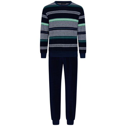 Pastunette Badstof heren pyjama - blauw groen gestreept Pastunette Badstof heren pyjama - blauw groen gestreept