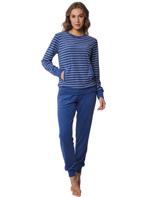 Pastunette Badstof dames pyjama - blauw gestreept