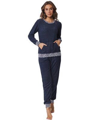 Rebelle by Pastunette Badstof dames pyjama - nachtblauw