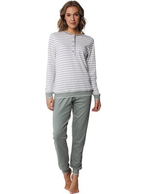 Pastunette Dames pyjama groen gestreept - interlock