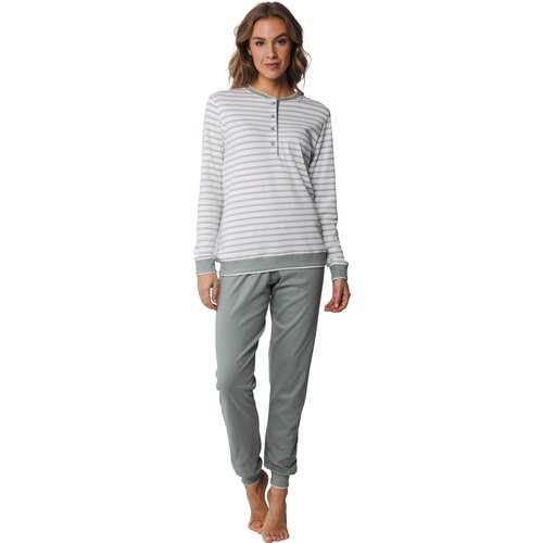 Pastunette Dames pyjama groen gestreept - interlock
