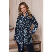 Dames huispak - donkerblauw print