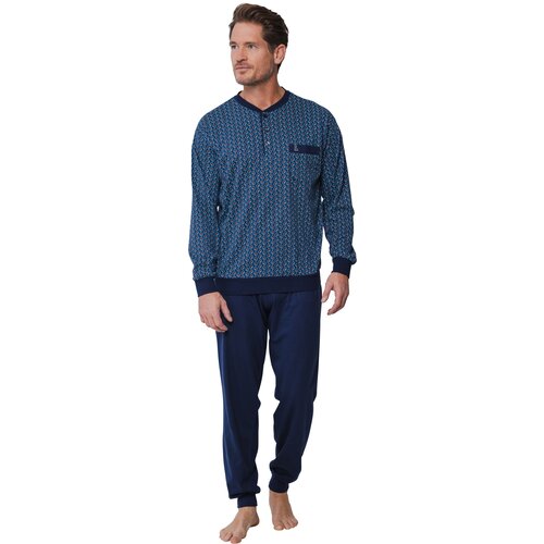 Robson Heren pyjama katoen - blauw print Robson Heren pyjama katoen - blauw print