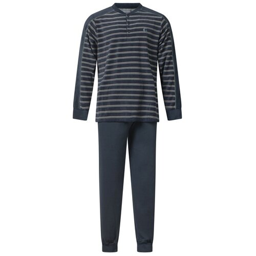 Gentlemen Badstof heren pyjama - donkerblauw knoop