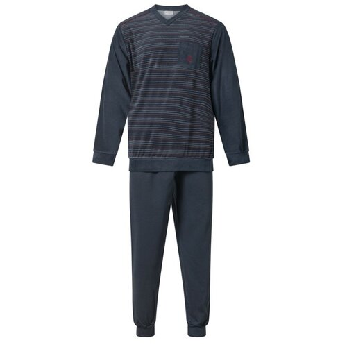 Gentlemen Badstof heren pyjama - navy v-hals