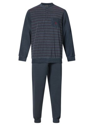 Gentlemen Badstof heren pyjama - navy knoop