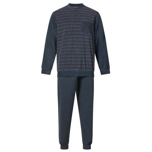 Gentlemen Badstof heren pyjama - navy knoop