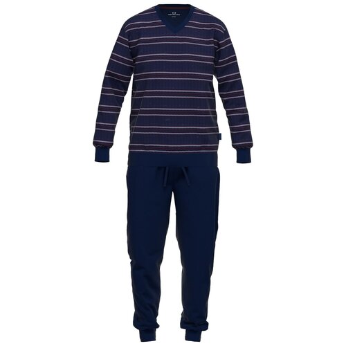 Götzburg Badstof heren pyjama - donkerblauw gestreept Götzburg Badstof heren pyjama - donkerblauw gestreept