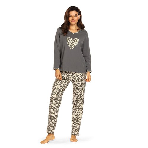 Comtessa Dames pyjama katoen - steel grey panter