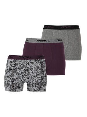 O'Neill Heren Boxershorts 3-pack - leafs plum grey