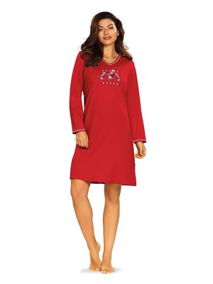 Comtessa Dames nachthemd lange mouw - rood
