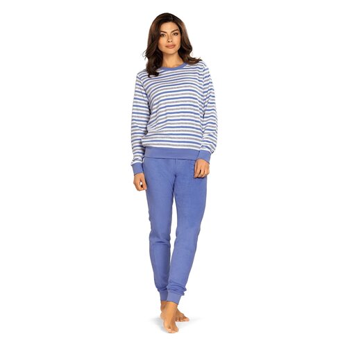 Comtessa Badstof dames pyjama - blue gestreept