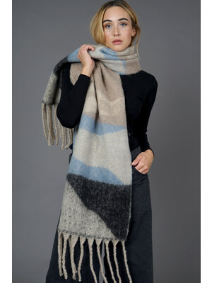 Texo Dames wintersjaal - blauw beige