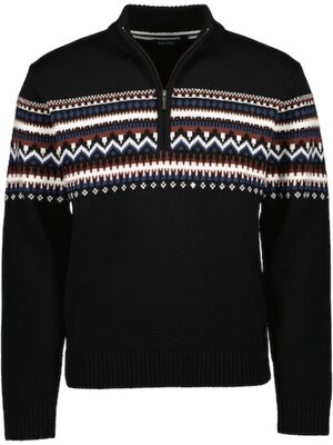 Blue Seven Heren Trui  winter- zwart -  korte rits - noors