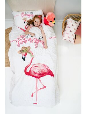 Little Monster Kinder dekbedovertrek - Flamingo - katoen