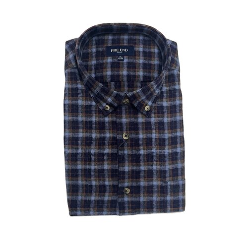 Pre End Heren overhemd flanel lange mouw - Blauw  Mix