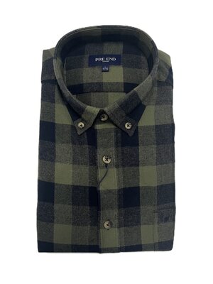 Pre End Heren overhemd flanel lange mouw - Army Green mix