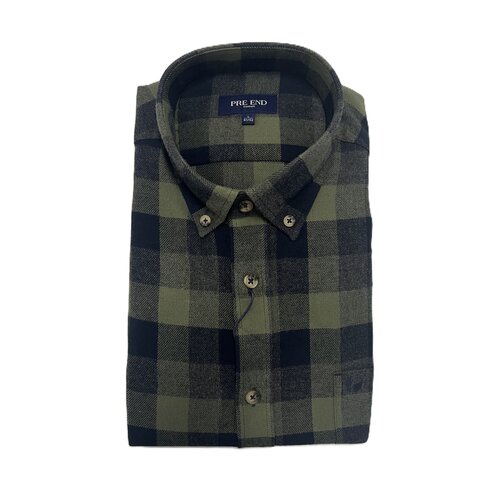 Pre End Heren overhemd flanel lange mouw - Army Green mix