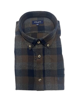 Pre End Heren overhemd flanel lange mouw - Dark Brown mix