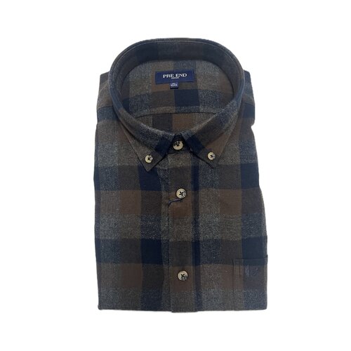 Pre End Heren overhemd flanel lange mouw - Dark Brown mix