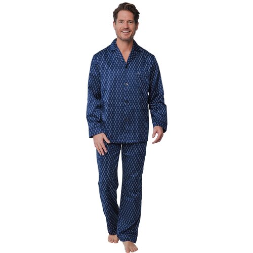 Robson Heren pyjama satijn - blauw