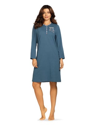 Comtessa Dames nachthemd lange mouw - blauw