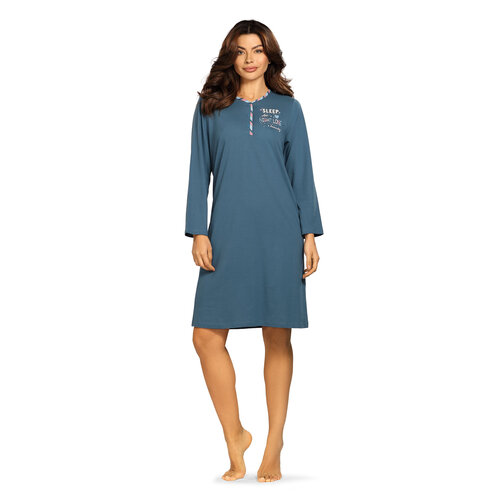 Comtessa Dames nachthemd lange mouw - blauw