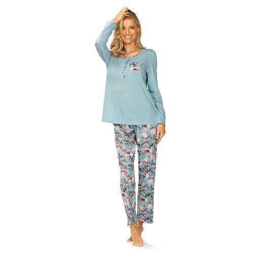 Ascafa Dames pyjama deluxe katoen modal -blauw