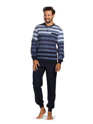 Comte Heren pyjama katoen - blauw gestreept