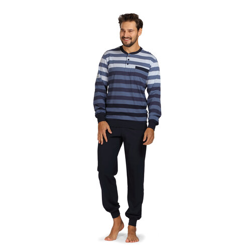 Comte Heren pyjama katoen - blauw gestreept