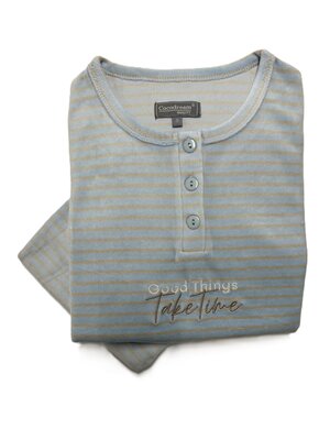 Cocodream Velours dames pyjama - lichtlbauw gestreept