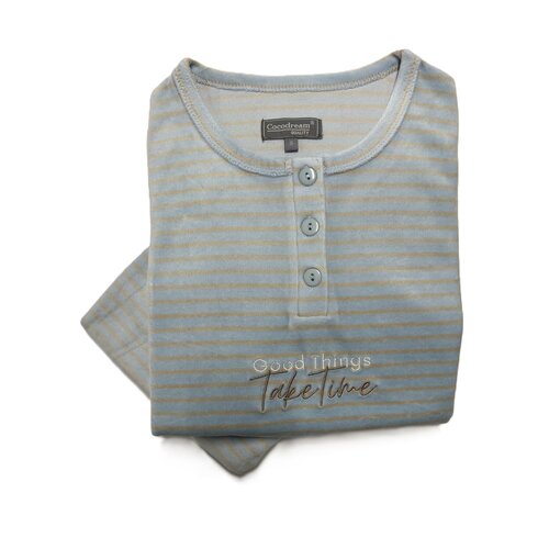 Cocodream Velours dames pyjama - lichtlbauw gestreept Cocodream Velours dames pyjama - lichtlbauw gestreept