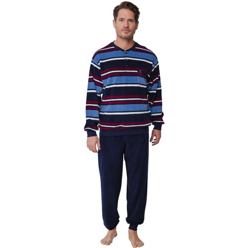 Robson Badstof heren pyjama - multicolor blauw