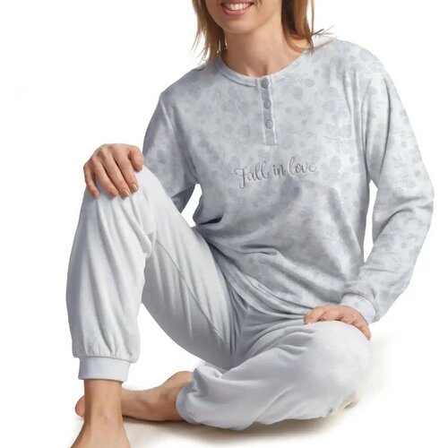 Cocodream Velours dames pyjama - lichtblauw print Cocodream Velours dames pyjama - lichtblauw print