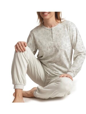 Cocodream Velours dames pyjama - mintgroen print