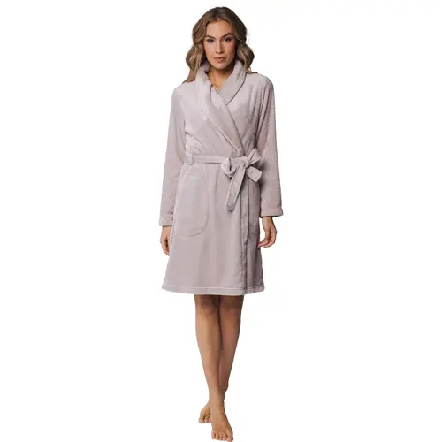 Pastunette Dames badjas flannel fleece - licht zalm Pastunette Dames badjas flannel fleece - licht zalm