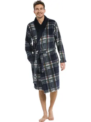 Pastunette Heren badjas geruit - fleece kwaliteit